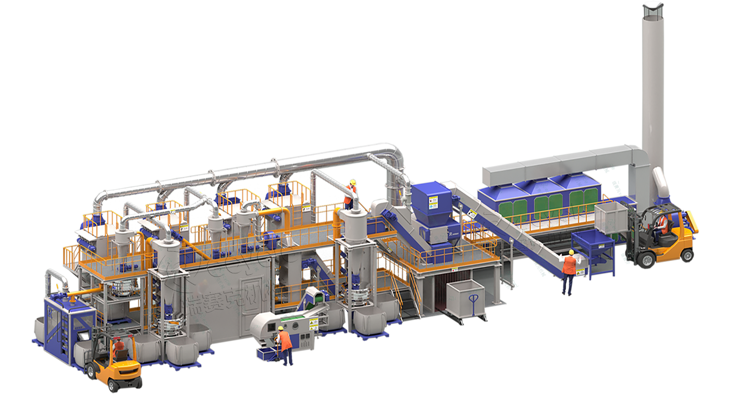 廢舊鋰電池正負(fù)極片回收處理設(shè)備工藝圖